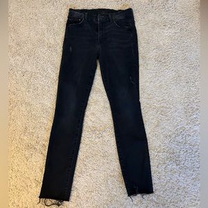 MOTHER High Waisted Looker Ankle Fray